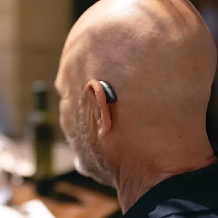 Modern hearing aid, product close-up